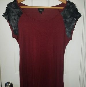 MOSSIMO faux leather cap sleeve blouse